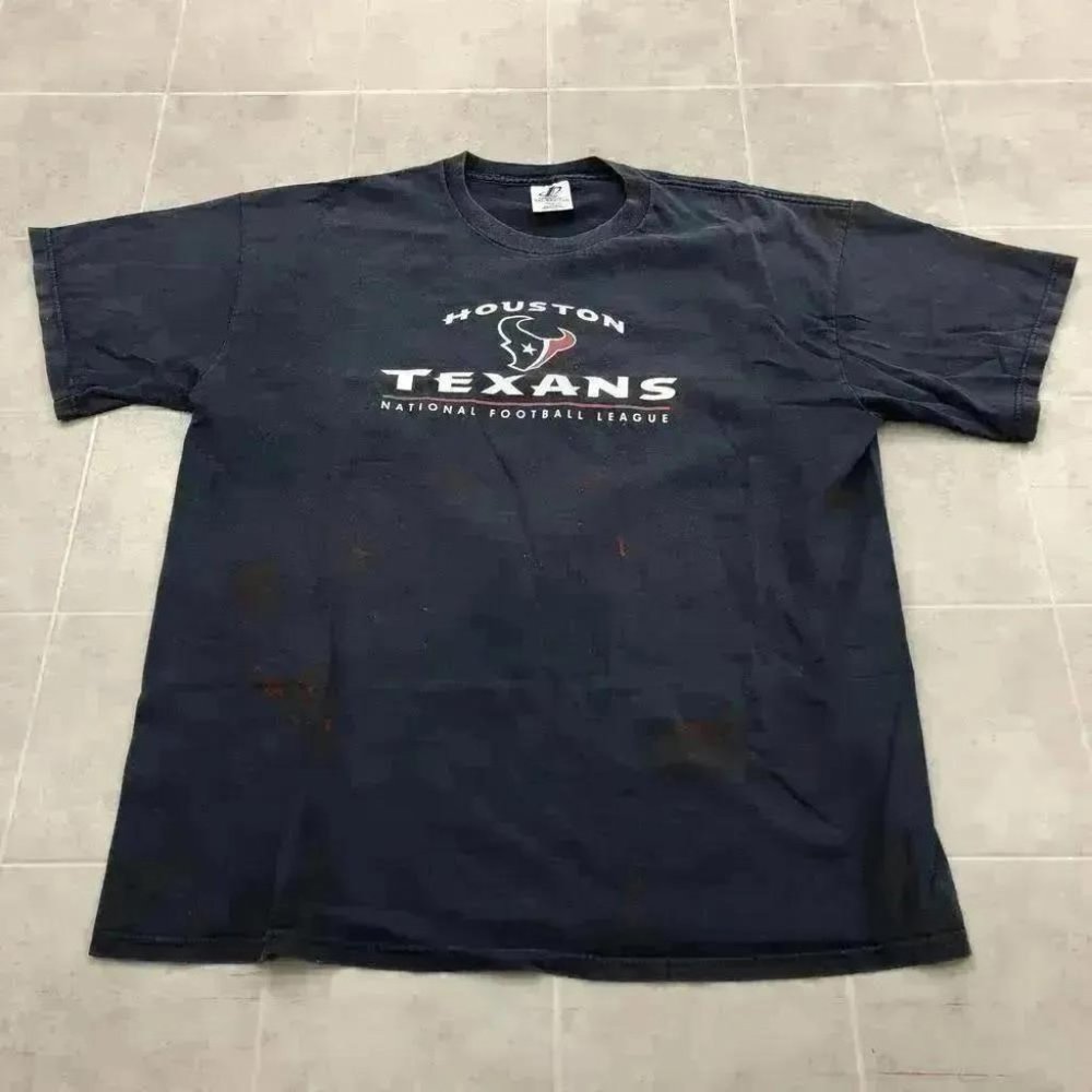 Vintage Logo Athletic Black Houston Texans Crew Neck Knit T-Shirt Adult